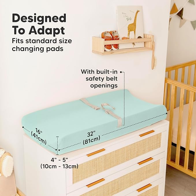 2-Pack Baby Changing Pad Covers for Girl, Boy, Neutral - Soft Viscose Derived from Bamboo Changing Table Pad Cover Sheets, Baby Nursery Diaper Changing Pad Cover, Contour Changing Pad Liner (Pastel)
