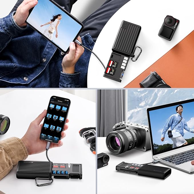 ULANZI MCR-01 High-Speed SD Card Reader Case, USB 3.2 CFexpress A Card Reader, 2 in 1 SD/Micro SD Card Reader Holder, Waterproof Case, Type-C SD/TF Card Storage Case for iPhone/Android, Action Cameras