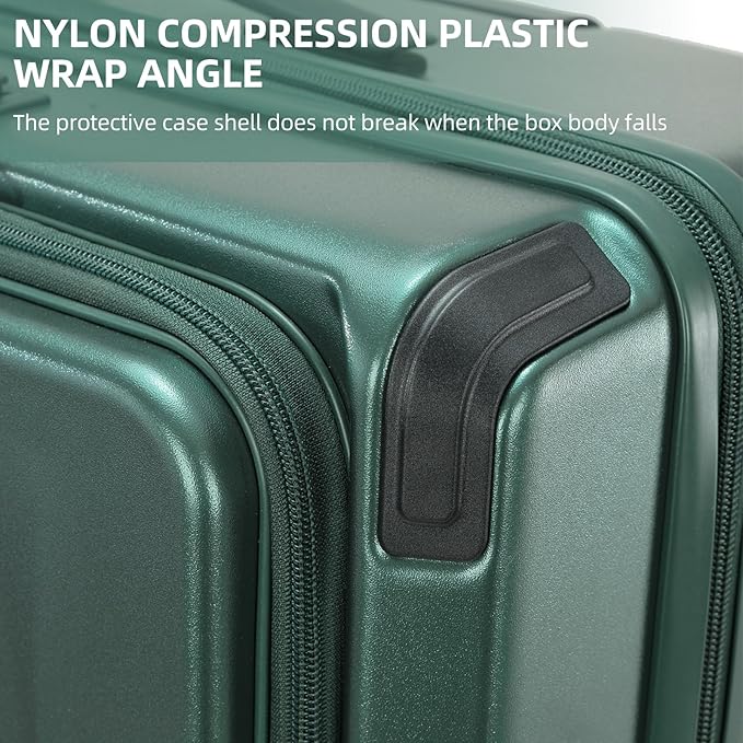 Carry On Luggage, 20 Inch Top Opening Aluminum Frame Lightweight Airline Approved ABS+PC Hard Shell Suitcases with Silent Wheels, TSA Lock, Front Pocket & Wet-dry Separated Six-piece Set