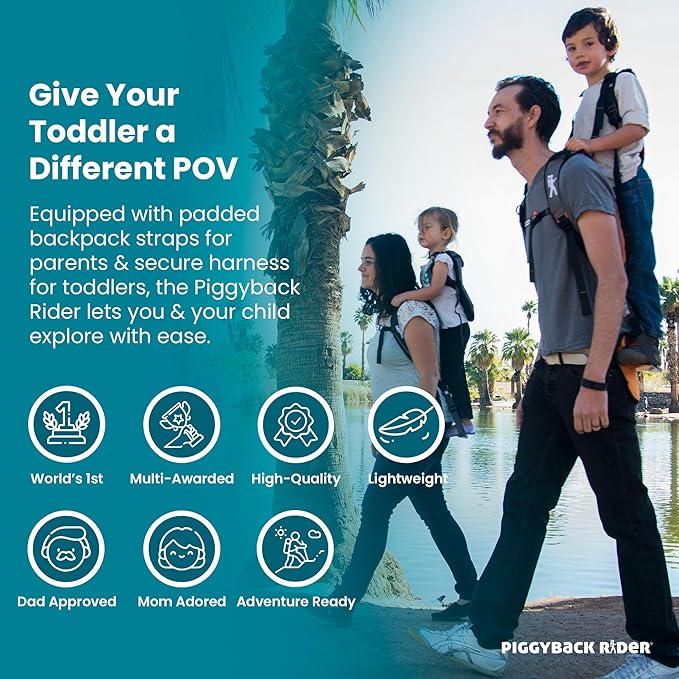 Piggyback SCOUT Toddler Carrier Backpack Deluxe with 6-Piece Accessory Set: Hip Belt, Carry Bag, Side Pocket, Mud Flap, Water Bottle & More - For Ages 2-4 (Under 50 lbs) - Hiking & Travel