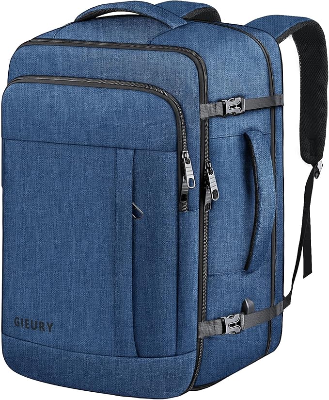 55L Extra Large Travel Backpack for Men & Women, 60L Expandable Big Capacity For Airplanes, Travel Gifts for Men Women, Carry On Backpack Fits 18.4 Inch Laptop, Luggage Suitcase Daypack Bag, Blue