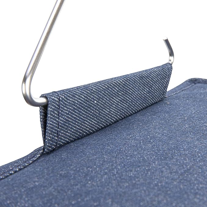 Household Essentials Hanging Cotton Blend Closet Organizer with 3 Storage Shelves, Denim