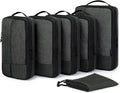BAGSMART Compression Packing Cubes for Travel, 6 Set Packing Cubes for Carry on Suitcases, Compression Travel Cubes & Suitcase Organizer for Packing with Shoe Bag Black