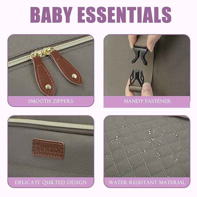 Tuwubi Diaper Bag Tote,Baby Diaper Bag with Pacifier Case Large Travel Diaper Tote Caddy for Mom and Dad Multifunction Large Baby Bag - Khaki