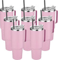 HASLE OUTFITTERS 40 oz Stainless Steel Tumbler with Handle, Vacuum Insulated Tumblers Bulk, Reusable Double Wall Travel Coffee Mug, Durable Powder Coated Water Bottle(Pink, 8)