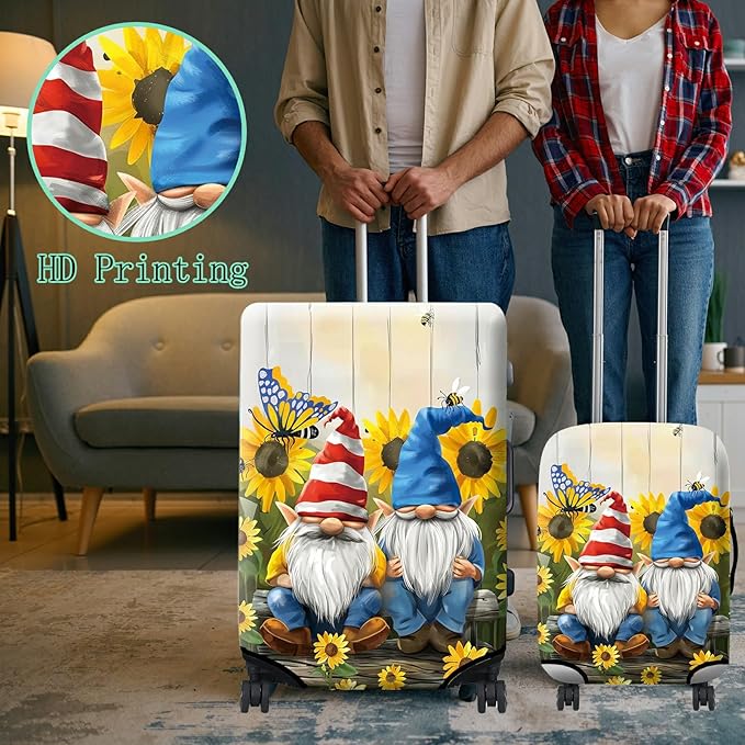 Luggage Cover + Tag, Dwarf Travel Suitcase Protector for 22-24 inch Luggage (M), Dustproof, Anti-Scratch