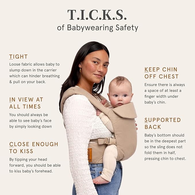 WildBird - Aerial Carrier - 7 to 45 lbs - for Moms, Dads & Caregivers - 100% Natural European Linen Fibers - Versatile & Adjustable - Large Size - Treepie Fabric (Amazon Exclusive)