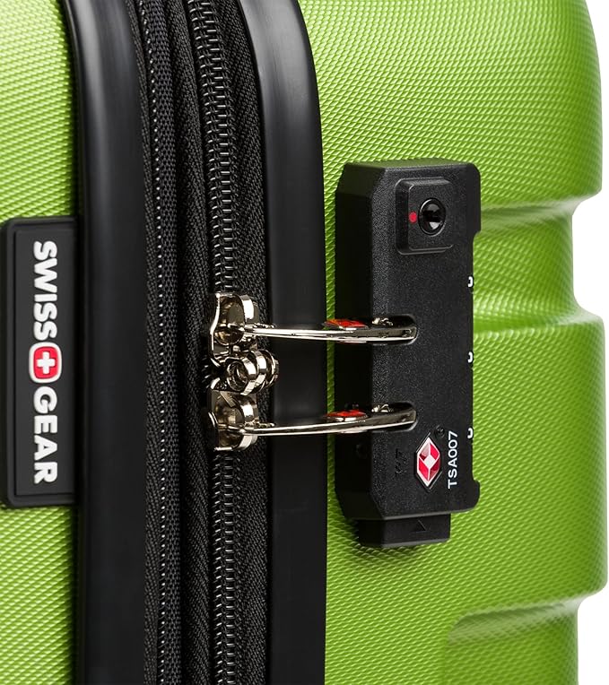 SwissGear 7366 Hardside Expandable Luggage with Spinner Wheels, Green, Checked-Large 27-Inch