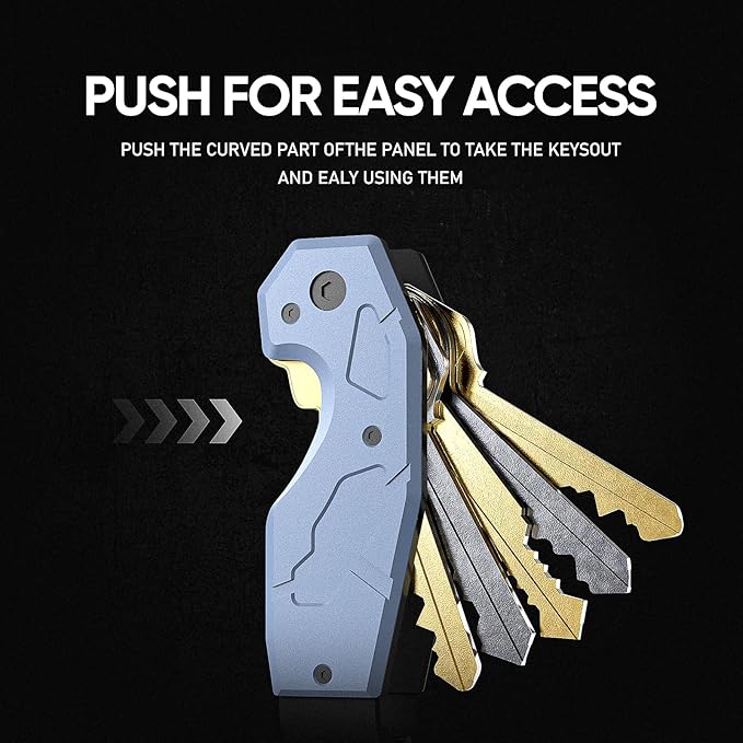 Zeeker Compact Key Organizer Keychain with Built-in Tools – Holds 1-6 Keys, Includes Bottle Opener, Hex Wrench, and Serrated Cutter – Minimalist Key Holder for Men and Women (Blue)