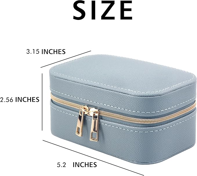 Travel Jewelry Case Bulk Of 4 For Women Weekend Trips, Gold Zip, PU Leather Compact Jewelry Organizer For Earring Bracelets Blue Travel Jewelry Box Set 4 Perfect For Small Bridesmaid Jewelry Box Gift