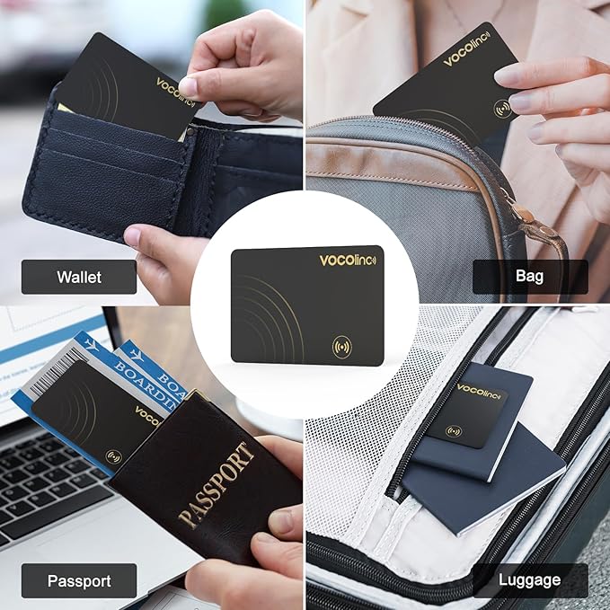[Apple MFi Certified] VOCOlinc Air Card Tag Wallet Tracker Ultra-Thin 1.6mm, Smart Item Finder Work with Apple Find My APP (iOS Only, Android not Supported), Locator for Luggage Suitcase, Bag,Backpack