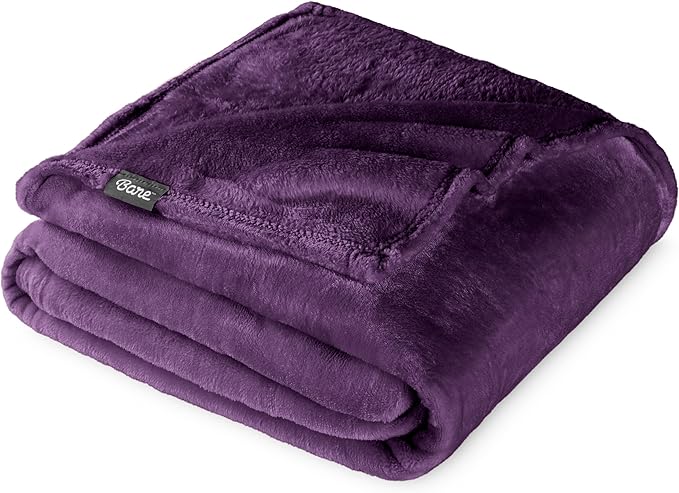 Bare Home Fleece Blanket - Throw/Travel - Ultra-Soft Lightweight for Bed, Sofa, and Couch - Luxury Microplush - Cozy Warm Blanket (Throw/Travel, Plum)