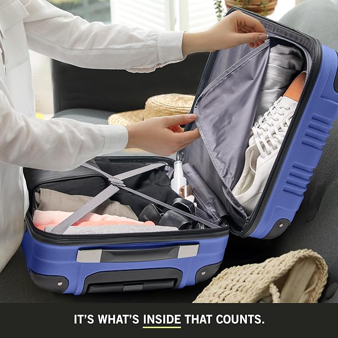 Kenneth Cole REACTION Out of Bounds Lightweight Hardshell 4-Wheel Spinner Luggage, Cobalt Blue, 28-Inch Checked