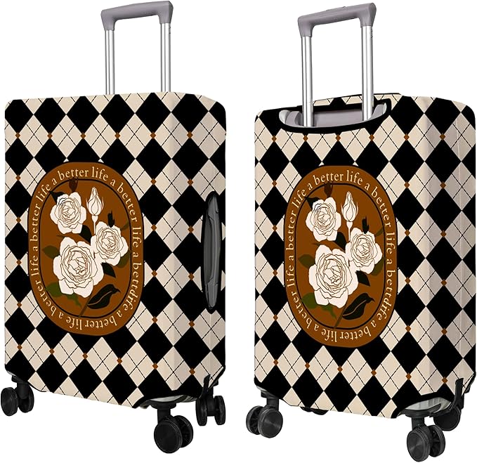 Travel Luggage Cover Suitcase Protector Fits 18-32 Inch Wheel Covers PatternedTravel Related Items Flower Luggage Protector Elastic S