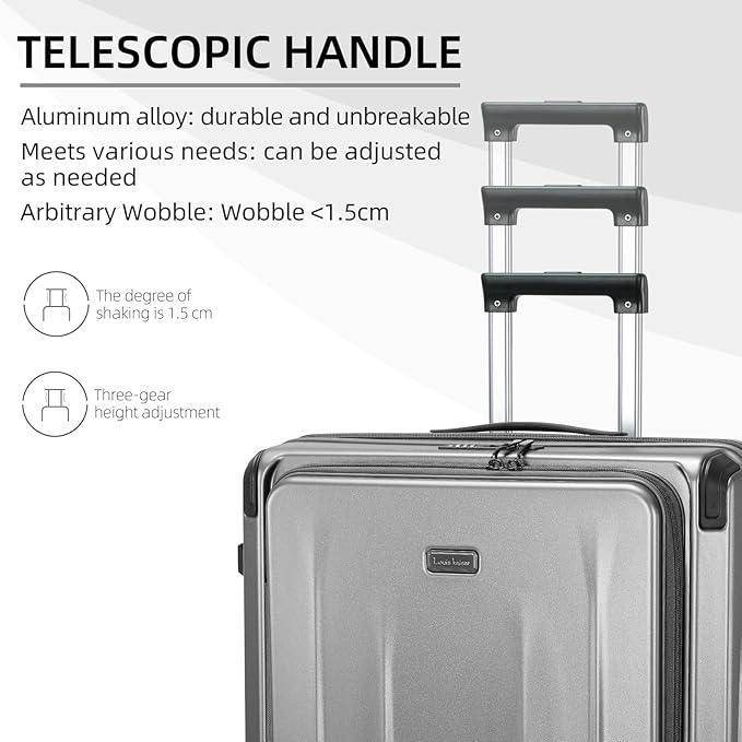 Premium Carry On Luggage, 29 Inch Top Opening Aluminum Frame Airline Approved ABS+PC Hard Shell Suitcases with Silent Wheels, TSA Lock, Front Pocket & Wet-dry Separated Six-piece set