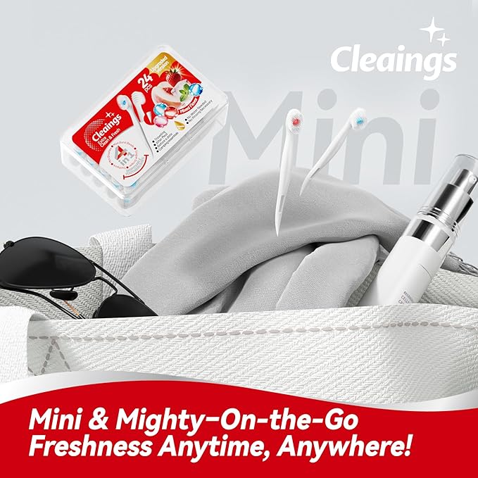 cleaings® Mini Disposable Toothbrush Set with Toothpaste – Travel Essentials, Portable Toothbrush for Women & Men, Camping, Road Trip, Vacation, 24 Count-Mint Flavor（Pack of 1）