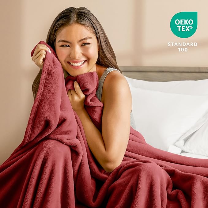 Bare Home Fleece Blanket - Full/Queen - Ultra-Soft Lightweight for Bed, Sofa, and Couch - Luxury Microplush - Cozy Warm Blanket (Full/Queen, Rosewood)