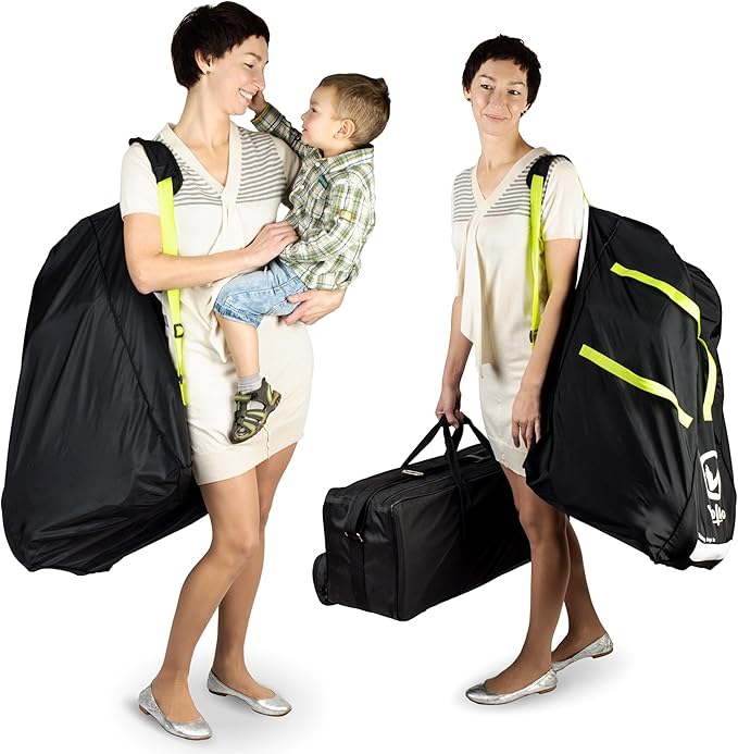 V VOLKGO Car Seat Travel Bag For Airplane with Padded Backpack Shoulder Straps, Gate Check Bag, Car Seat Bags for Air Travel Carseat Travel Cover, Carseat Travel Bag Cover for Airplane Travel