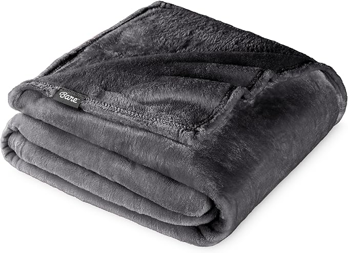 Bare Home Fleece Blanket - Full/Queen - Ultra-Soft Lightweight for Bed, Sofa, and Couch - Luxury Microplush - Cozy Warm Blanket (Full/Queen, Forged Iron Grey)