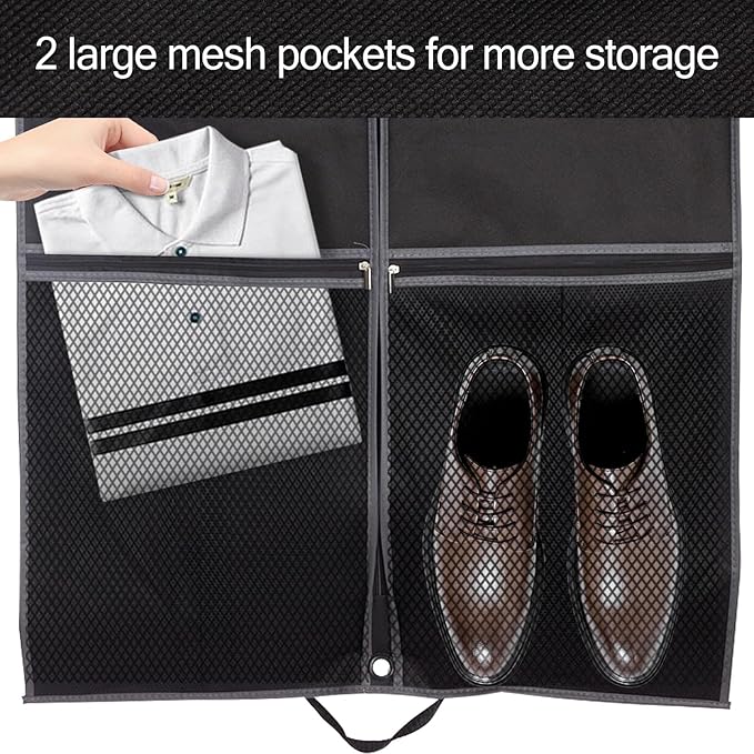 3 Pack 43" Garment Bags for Travel and Storage, Suit and Dress Bags with Duffle Design, Ideal for Hanging Clothes, Blazers, Dresses, Coats, and Wardrobes