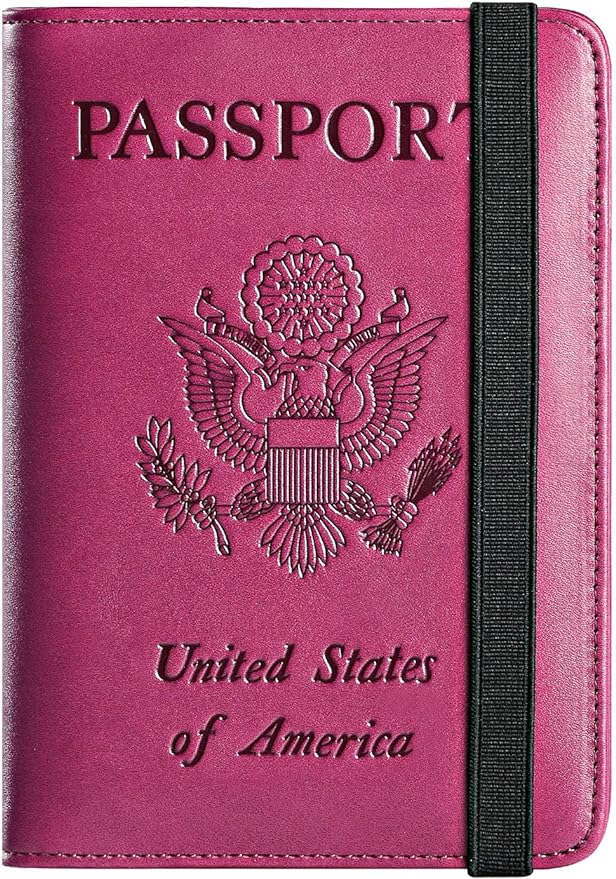 Passport Holder Cover Wallet Travel Essentials RFID Blocking Leather Card Case International Must Haves Travel Accessories for Women Men(101#Purple)