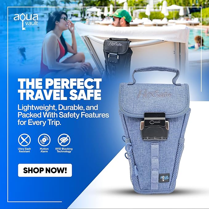Aquavault | Flex Safe | Beach Chair Vault | Anti theft combination lock | 3 Digit Programmable lock | Water resistant, Slash Resistant and RFID Blocking (Grey)