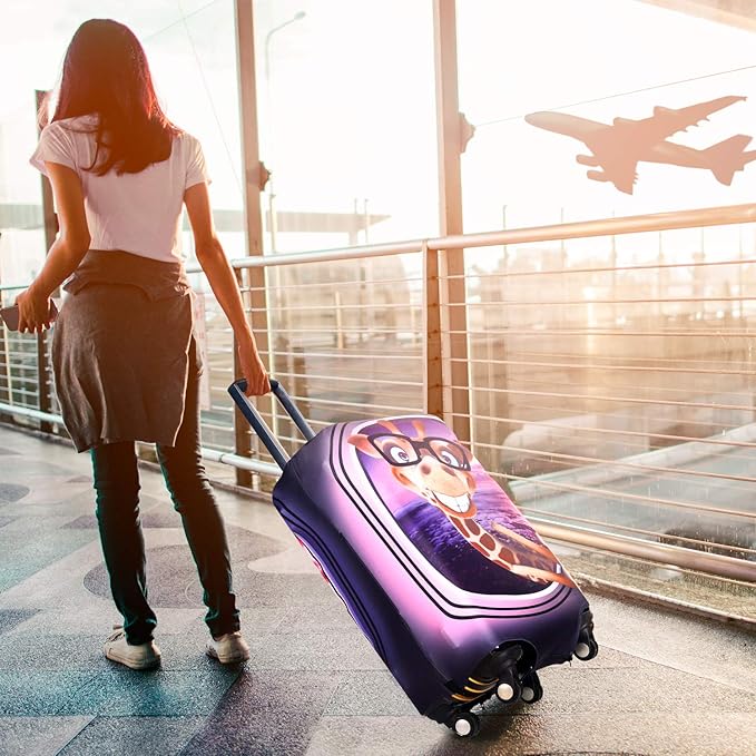 7-Mi 3D Print Design Travel Suitcase Protector Trolley Case Cover 19"-30" Sleeve (XL(Fits to 29"-30" Trolley Case), Giraffe(New Version))