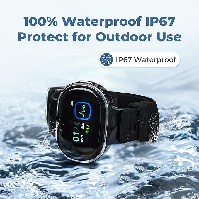 EmeTerm Smart FDA-Cleared Anti-Nausea Wristwatch Touchscreen IP67 Waterproof Morning Motion Sickness Relief Rechargeable Fast Acting Drug Free (Black - Extra 2pack Conductive Gel)
