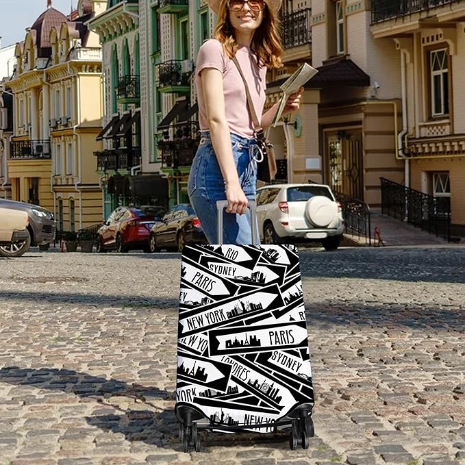 Travel Luggage Cover Suitcase Protector Fits 18-32 Inch Wheel Covers PatternedTravel Related Items Flower Luggage Protector Elastic M