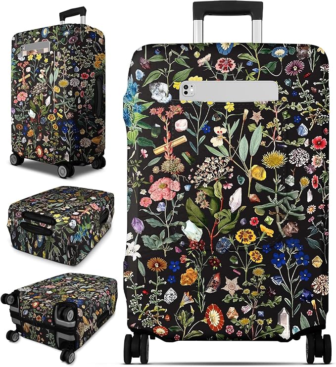 Slohif Luggage Cover for Suitcase Tsa Approved Protector - Luggage Sleeve Large Suit Case Cover Travel Stretch Baggage Case Protective Washable Fit 31-32 Inch Flower XL