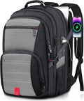 Extra Large Laptop Backpack for Men, Travel Backpack,Big Backpack, 50L Water Resistant School Business Work Computer College Heavy Duty Bag with USB Port, Fits 17 Inch Laptop, Grey