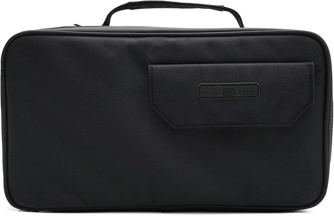 Large Storage Case with TSA Combination Lock Bag, Portable Carbon Lined, XL Medicine Lockable Box for Travel & Home Secured Box Organizer Divider Jars Accessories, Removable Tray (Black)