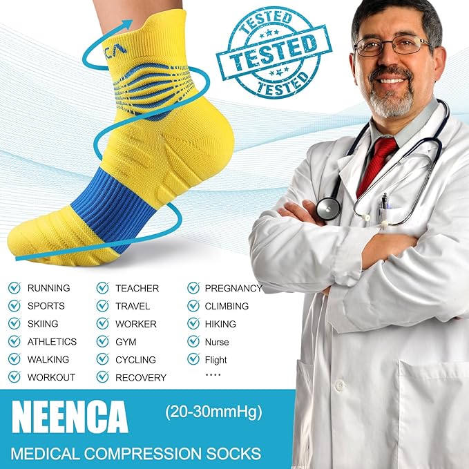 NEENCA Medical Compression Socks for Women & Men Circulation, Ankle Compression Stockings for Pain Relief, Plantar Fasciitis, Swelling, Neuropathy, Runner, Nurses, Travel, Pregnancy, Flying,20-30 mmHg