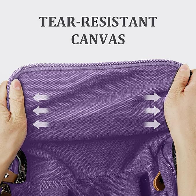 Gonex Canvas Duffle Bag for Travel 50L Expandable Duffel Weekend Overnight Bag (Purple)