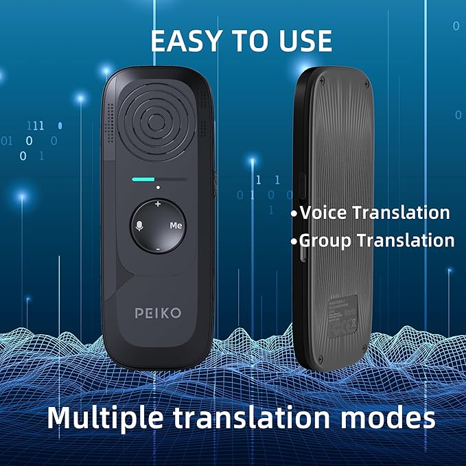 Peiko 136 Language Translation Device, Two-Way Real-time AI Voice Instant Online Translator, Mini Tech Gadget, Offline Translation, Learning Travel and Business Communication