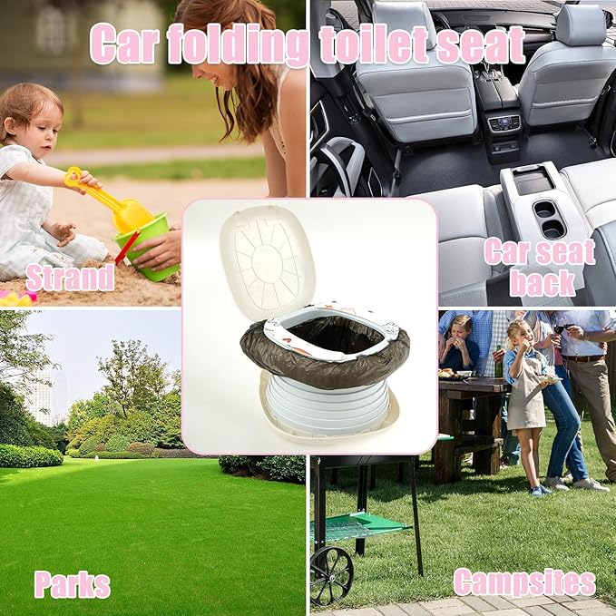 Travel Potty Seat for Toddler Portable Potty for Toddler Travel Portable Toilet Car Potty for Kids Boys Girls Foldable Potty Training Seat Potty Chair w Travel Bag 30 Garbage Bags for Camping Outdoor