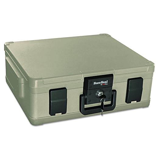 FireKing SureSeal Fire Safe with Key Lock, 1 Hour Fire Rated, UL Rated & 100 Hour Water Resistant Home Safe, Portable Home Safes, Taupe