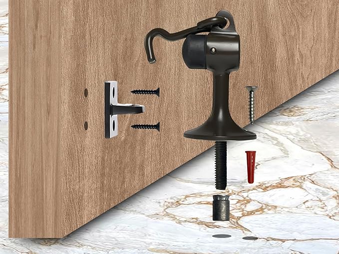 QCAA Solid Brass Door Stop, 3-15/16" Height, US10B ORB(Oil-Rubbed Bronze), Made in Taiwan, 2 Pack
