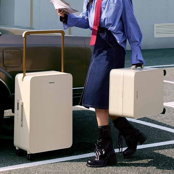 TUPLUS 20” Carry-On Hardside Luggage Lightweight ABS Travel Suitcase with Wide Handle Spinner Wheels TSA Combination Lock, Balance Series 2.0, Hazelnut Almond