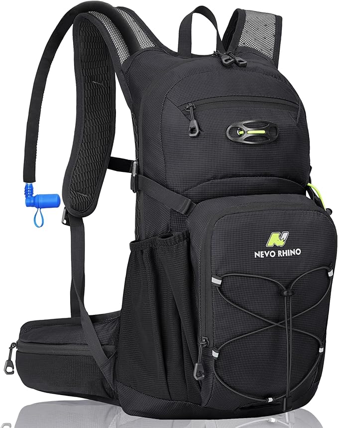 N NEVO RHINO Hydration Backpack, 18L Multipurpose Hiking Backpack with 3L Water Bladder, Water Backpack Insulated Hydration Pack Ideal for Hiking and Cycling