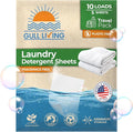 Gull Living Home Travel Laundry Detergent Sheets - 10 Loads Pack - Eco Laundry Detergent Sheets Unscented - Tackles Tough Stains - Travel Friendly