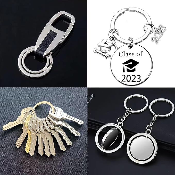40 Pack Key Ring Keychain Mix 4 Sizes Silver Metal Flat Split Key Chains Rings for Home Car Dog Tag Office Lanyards Keys Attachment