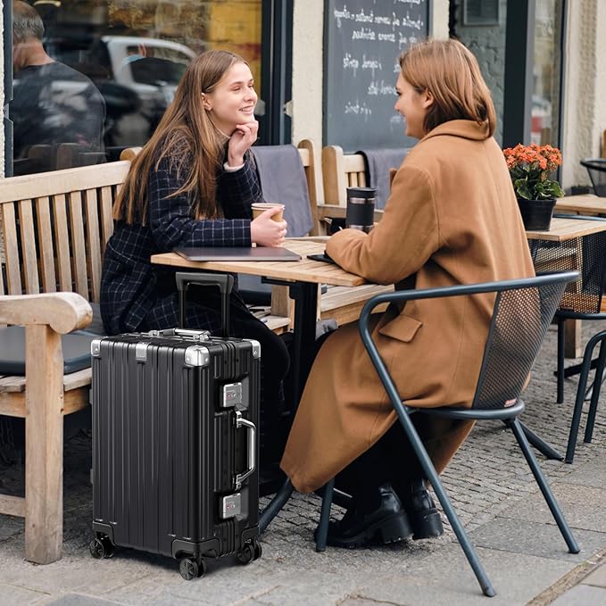 Krute Luggage Sets 2 Pieces Aluminum Frame Suitcase With Spinner Wheels 20 28 Inch Hardside No Zipper PC Luggages with USB Charger