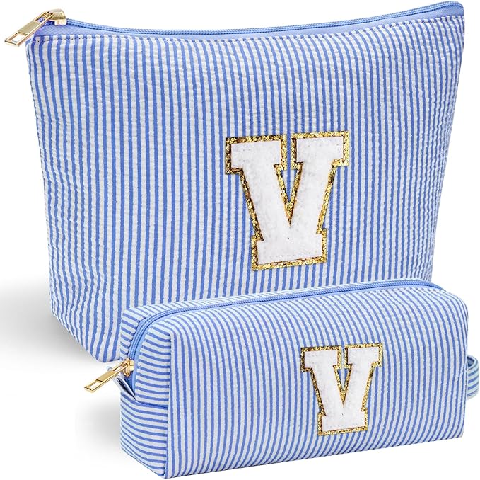 YOOLIFE Personalized Gifts for Women, Initial Make Up Bag Cosmetic Bag Makeup Pouch Cute Makeup Bag Gift for Wife Girlfriend Sister Gifts Bride Wedding Gifts for Women Her Best Friend Birthday Gifts W