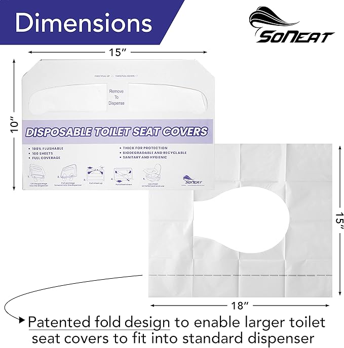 Disposable Toilet Seat Cover - 200 Sheets of XL Half Fold Flushable Toilet Seat Covers for Commercial, Public Facilities and Potty Training, Premium Toilet Paper Cover, Regular (2 Pack)