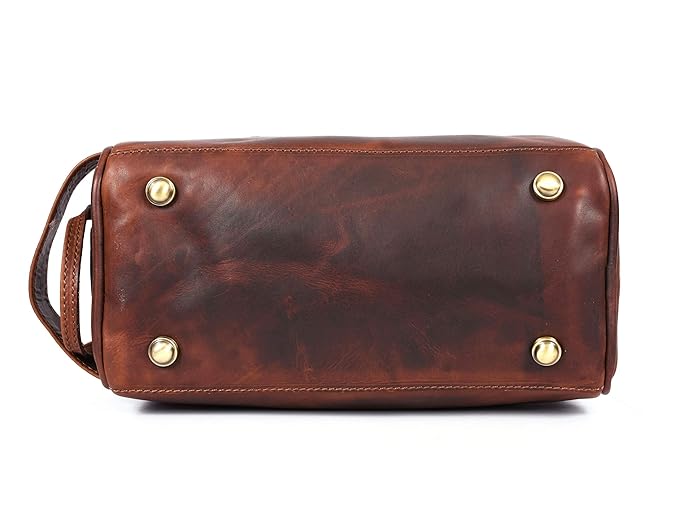 10" Premium Leather Toiletry Travel Pouch With Waterproof Lining | King-Size Handcrafted Vintage Dopp - Kit Gift for Father's Day By Aaron Leather Goods