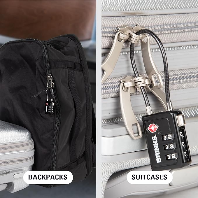 Brinks TSA Accepted Indicator Luggage Lock, Black - Ressetable Combination, 2.5 inch Long Shackle, New More Secure TSA008 Key, 2 Pack