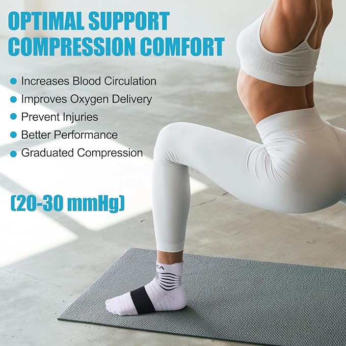 NEENCA Professional Compression Socks, Medical Athletic Ankle Socks for Injury Recovery & Pain Relief, Sports Protection, Circulation —1 Pair, 20-30 mmhg