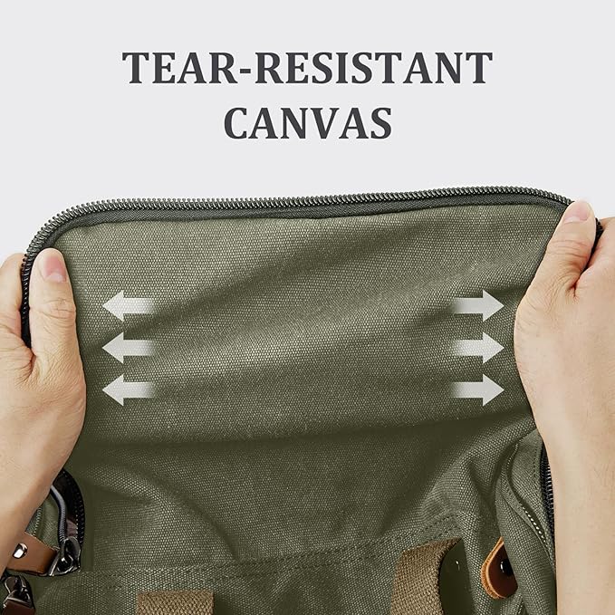 Gonex Canvas Duffle Bag for Travel 60L Duffel Overnight Weekender Bag (Army Green)