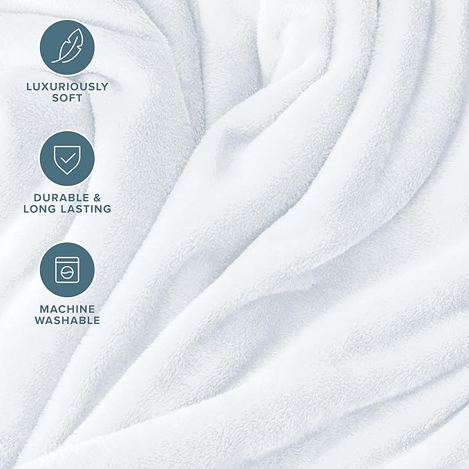 Bare Home Fleece Blanket - Full/Queen - Ultra-Soft Lightweight for Bed, Sofa, and Couch - Luxury Microplush - Cozy Warm Blanket (Full/Queen, White)